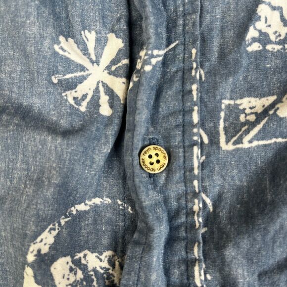 Reyn Spooner Alfred Shaheen Shirt Mens L Blue Hawaiian Button Fish Floral - Picture 2 of 12
